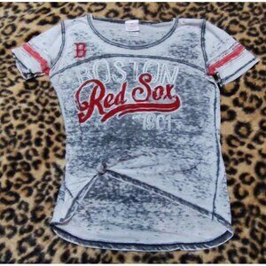 Boston Red Sox MLB 5th & Ocean Short Sleeve Shirt Lightweight Red Gray Size S